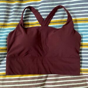 Athleta Longline Maroon Cross-Back Sports Bra - sz SM D-DD cup